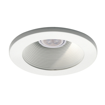 WAC Lighting 4" Low Voltage Round Step Baffle Gimbal Downlight Trim w/ MR16 LED Lamp - 450 Lumens - 8W - 3000K - 12V - White