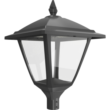 RAB Heritage Square Decorative LED Lantern - 15,401 Max Lumens - 60 | 80 | 100 | 120W - Type III/Type V Selectable Optics - Pole Mount - 120-277V - Bronze
