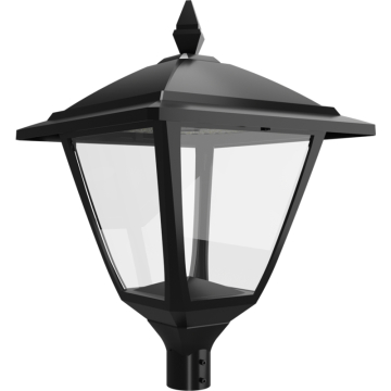 RAB Heritage Square Decorative LED Lantern - 15,401 Max Lumens - 60 | 80 | 100 | 120W - Type III/Type V Selectable Optics - Pole Mount - 120-277V - Black