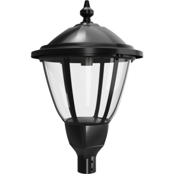RAB Heritage Round Decorative Lantern with EX39 Base - Pole Mount - 120-277V - Black