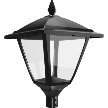 RAB Heritage Square Decorative Lantern with EX39 Base - Pole Mount - 120-277V - Black