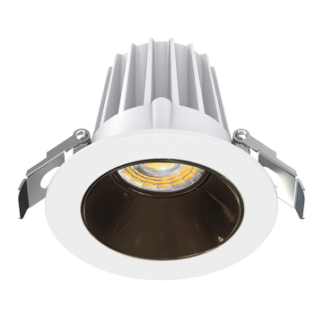 Lotus 2" Round Regressed LED Downlight - 9W - White Trim / Black Chrome Reflector - CCT Selectable - 120V