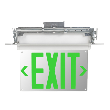 Keystone Edgelit LED Exit Sign - Universal Mount - Single or Double Face - Green Letters - 120-277V - Battery Backup - White