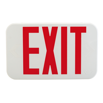 Keystone LED Exit Sign - Single or Double Face - Red or Green Letters - 120-277V - Battery Backup - White