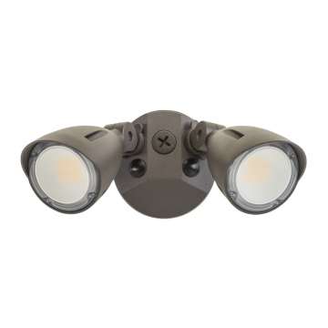 Keystone LED Dual Head Security Light - 2,480 Max Lumens - 10 | 15 | 20W - CCT Selectable - 120-277V - Bronze