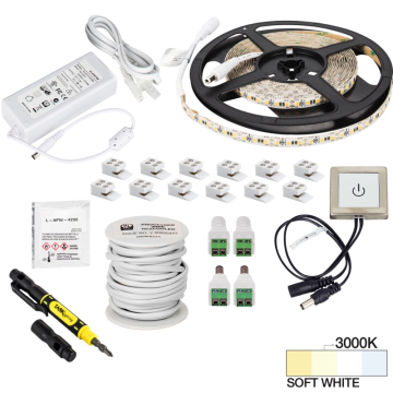 Task Lighting 16' Vivid Tape Light Kit - Touch Dimmer Switch - 1 Zone - 1 Area - 3000K - 2.8W / FT - 225 Lumens / FT - 12V