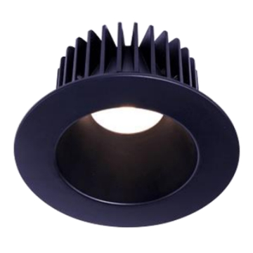Lotus 4" Round Deep Regressed Polycarbonate LED Downlight - Corrosion Resistant - 15W - Dim to Warm / 3K-2K - 1,130 Lumens - 120V - Black