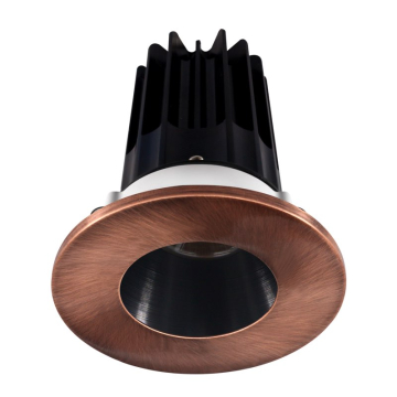 Lotus 2" LED Recessed Downlight - 8W - 2700K - 580 Lumens - Black Reflector - Round Copper Trim - 120V