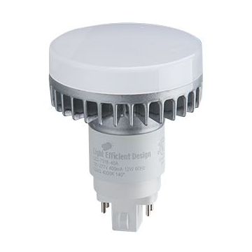 Light Efficient Design 4-Pin LED PL Retrofit Lamp - G/GX24q Base - 12W - 3500K - 1,157 Lumens - Vertical Orientation - 120-277V or Ballast Compatible