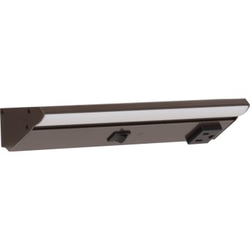 Task Lighting 10.5" Lighted Power Strip w/ Switch - 1 Black Single Receptacle - 2700K - 200 Lumens - 120V - Bronze