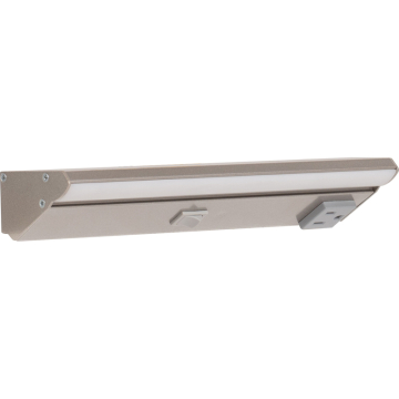 Task Lighting 10.5" Lighted Power Strip w/ Switch - 1 Gray Single Receptacle - 2700K - 200 Lumens - 120V - Satin Nickel