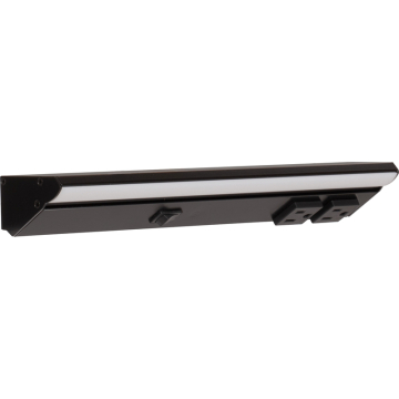 Task Lighting 12.5" Lighted Power Strip w/ Switch - 2 Black Single Receptacles - 2700K - 400 Lumens - 120V - Black