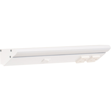Task Lighting 12.5" Lighted Power Strip w/ Switch - 2 White Single Receptacles - 2700K - 400 Lumens - 120V - White