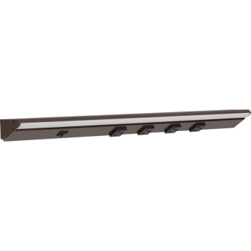 Task Lighting 24.5" Lighted Power Strip w/ Switch - 4 Black Single Receptacles - 2700K - 800 Lumens - 120V - Bronze