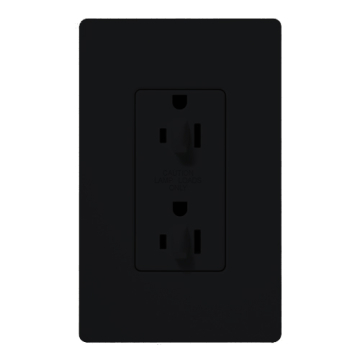 Lutron Claro 15A Tamper Resistant Receptacle - Dual Dimming - Midnight