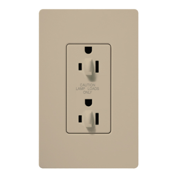 Lutron Claro 15A Tamper Resistant Receptacle - Dual Dimming - Taupe