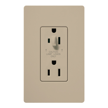 Lutron Claro 15A Tamper Resistant Receptacle - Half Dimming - Taupe