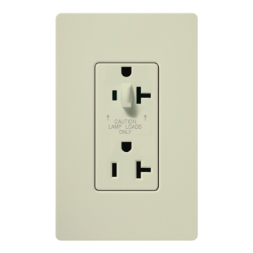 Lutron Claro 20A Tamper Resistant Receptacle - Half Dimming - Biscuit
