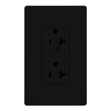 Lutron Claro 20A Tamper Resistant Receptacle - Half Dimming - Midnight