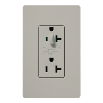 Lutron Claro 20A Tamper Resistant Receptacle - Half Dimming - Palladium