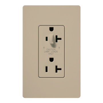 Lutron Claro 20A Tamper Resistant Receptacle - Half Dimming - Taupe
