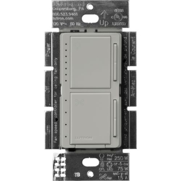 Lutron Maestro Dual LED+ Dimmer and Fan Control - Single Pole - Gray