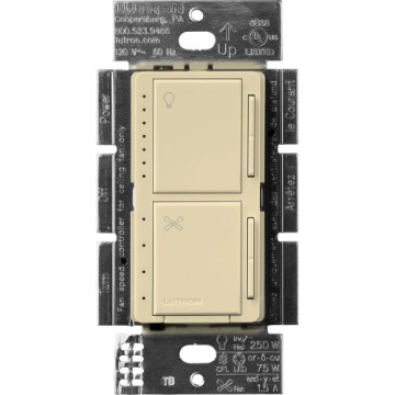 Lutron Maestro Dual LED+ Dimmer and Fan Control - Single Pole - Ivory