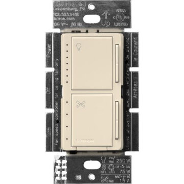 Lutron Maestro Dual LED+ Dimmer and Fan Control - Single Pole - Light Almond