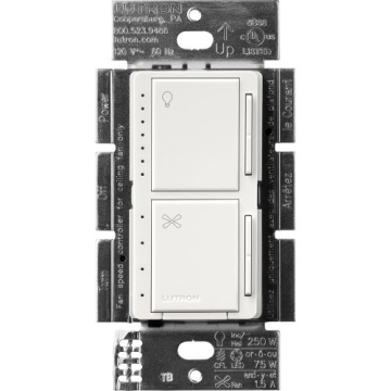 Lutron Maestro Dual LED+ Dimmer and Fan Control - Single Pole - Snow