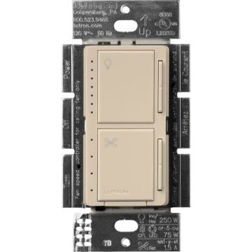 Lutron Maestro Dual LED+ Dimmer and Fan Control - Single Pole - Taupe