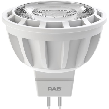 RAB 8W LED MR16 Lamp - GU5.3 Base - 25º Beam Angle - Dimmable - 3000K - 570 Lumens - 12V