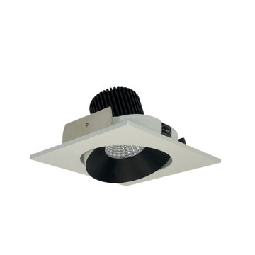 Nora Lighting 4" Iolite LED Downlight - Square Adjustable Cone - 1000 Lumens - 2700K - Black / White