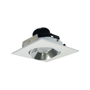 Nora Lighting 4" Iolite LED Downlight - Square Adjustable Cone - 1000 Lumens - 2700K - Specular Clear / Matte Powder White