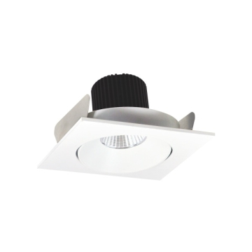 Nora Lighting 4" Iolite LED Downlight - Square Adjustable Cone - 1000 Lumens - 2700K - Matte Powder White