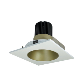 Nora Lighting 4" Iolite LED Downlight - Square Deep Reflector w/ Round Aperture - 1000 Lumens - 2700K - Champagne Haze / Matte Powder White