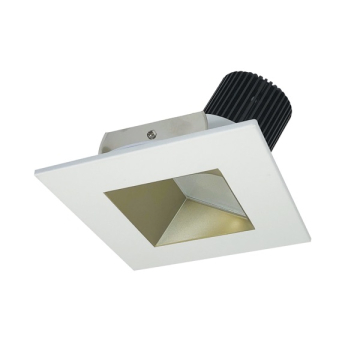 Nora Lighting 4" Iolite LED Downlight - Square Wall Wash - 1000 Lumens - 3500K - Champagne Haze / Matte Powder White