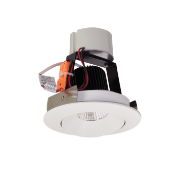 Nora Lighting 4" Iolite LED Retrofit Downlight - Round Adjustable Cone - 1000 Lumens - 2700K - Matte Powder White