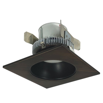Nora Lighting 4" Cobalt Click Square LED Retrofit Downlight - Round Aperture - Dim to Warm - Bronze - 750 Lumens - 120V