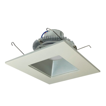 Nora Lighting 6" 12W Cobalt Square LED Retrofit Downlight - 2700K - 1,000 Lumens - 120V - White Trim / Silver Square Reflector