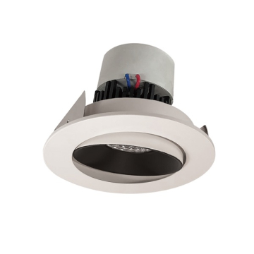 Nora Lighting 4" Pearl LED Retrofit Downlight - Round Adjustable Cone - 950 Lumens - Dim to Warm - Black / White