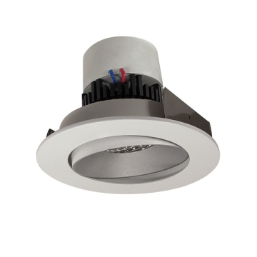 Nora Lighting 4" Pearl LED Retrofit Downlight - Round Adjustable Cone - 950 Lumens - Dim to Warm - Haze / Matte Powder White