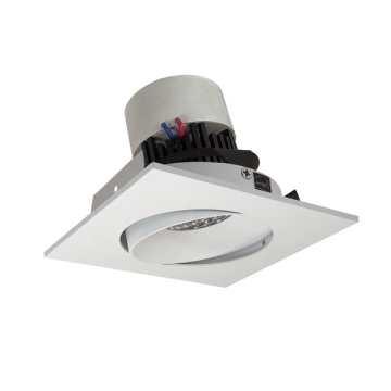 Nora Lighting 4" Pearl LED Retrofit Downlight - Square Adjustable Cone - 950 Lumens - Dim to Warm - Matte Powder White