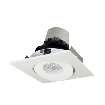 Nora Lighting 4" Pearl LED Retrofit Downlight - Square Gimbal - 800 Lumens - Dim to Warm - Matte Powder White