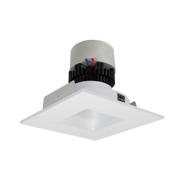 Nora Lighting 4" Pearl LED Retrofit Downlight - Square Deep Regressed - 850 Lumens - Dim to Warm - Matte Powder White