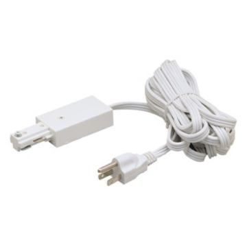 Nora Lighting One-Circuit Track System Live End Feed w/ Cord and Plug - White