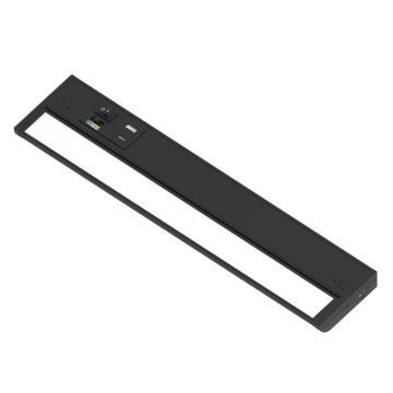 Nora Lighting 11W 16" LEDUR Adjustable LED Under Cabinet Light - 777 Lumens - CCT Selectable - (1) USB-A/C - 120V - Black