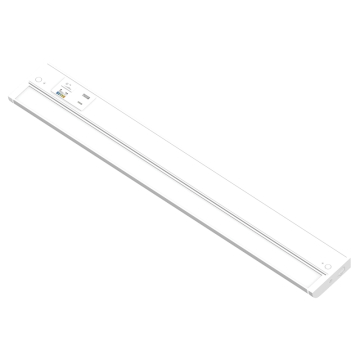 Nora Lighting 15W 24" LEDUR Adjustable LED Under Cabinet Light - 1,375 Lumens - CCT Selectable - (1) USB-A/C - 120V - Matte Powder White