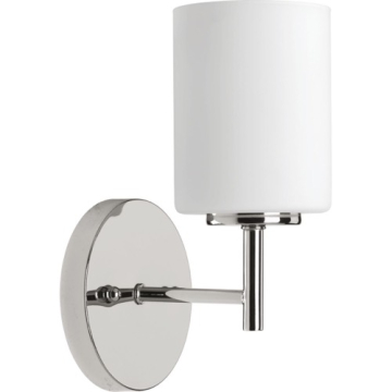 Progress Lighting Replay 1-Light Bath Vanity Sconce - 120V - Polished Nickel