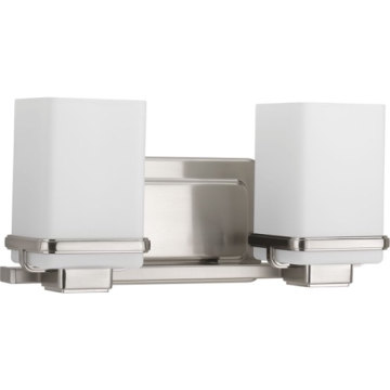 Progress Lighting Metric 2-Light Bath Vanity Light - 120V - Brushed Nickel
