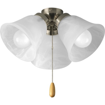 Progress Lighting AirPro 3-Light Ceiling Fan Light Kit - Brushed Nickel